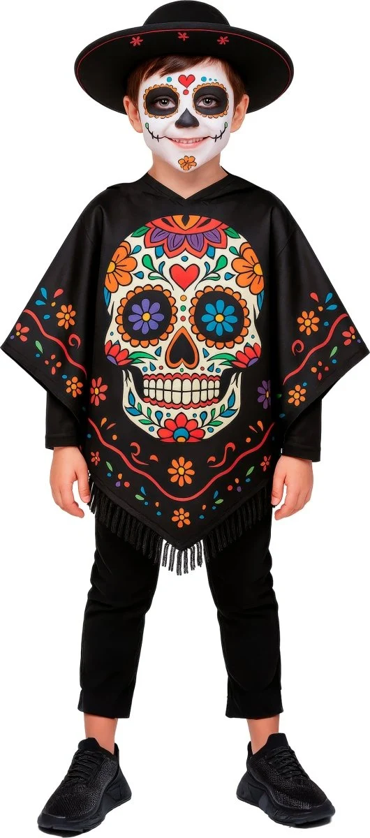 Dia de los Muertos-Poncho für Kinder