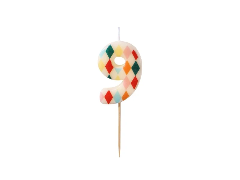 9 Jahre Kerze Farbig 5,5cm