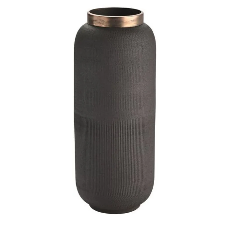 Vase Metall strukturiert schwarz 32 cm