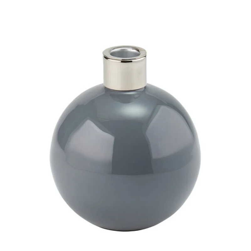 Kerzenhalter Vase dunkelgrau 14 cm