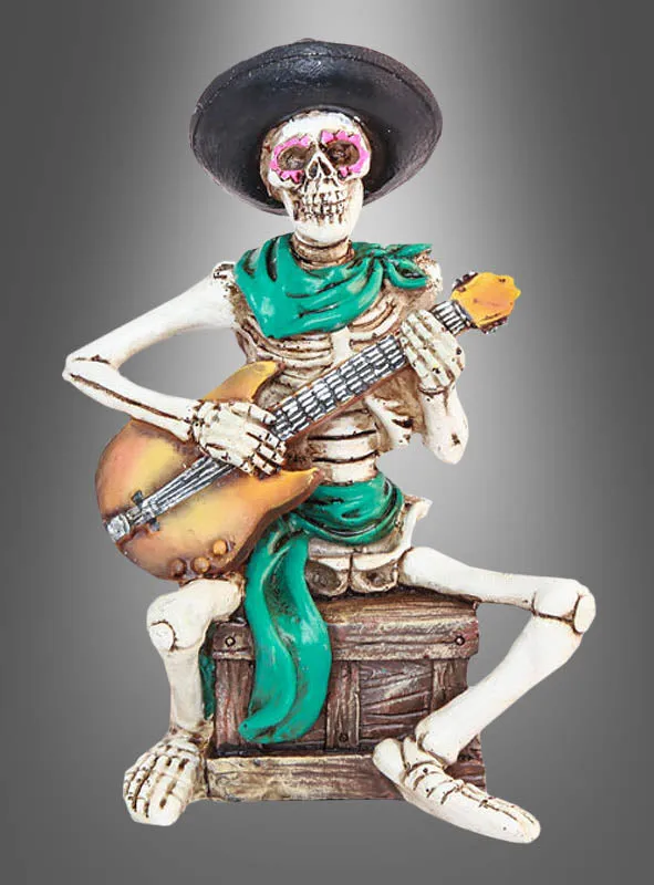 Skelett Figur Mexikaner mit Gitarre 15cm