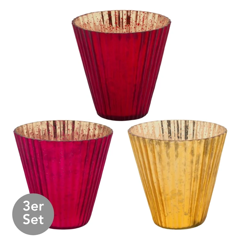 Pip Studio Teelichthalter Glas 3er Set medium