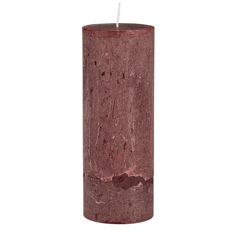 Ib Laursen Stumpenkerze rustikal rot 18 cm
