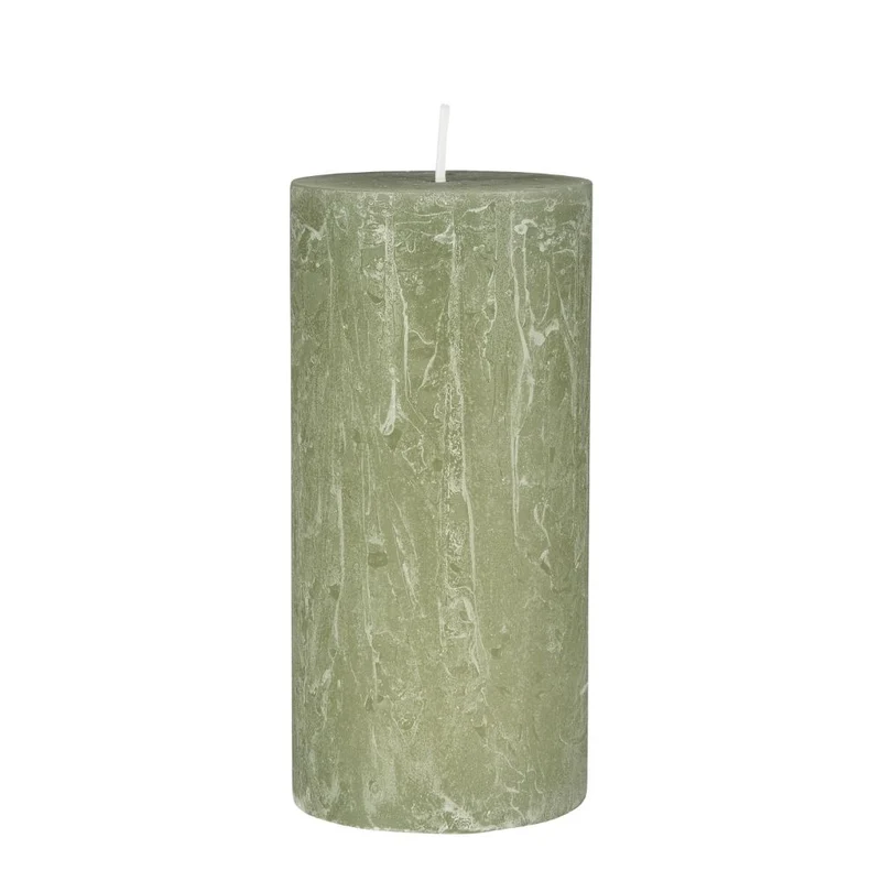 Ib Laursen Stumpenkerze rustikal Green Tea 14 cm