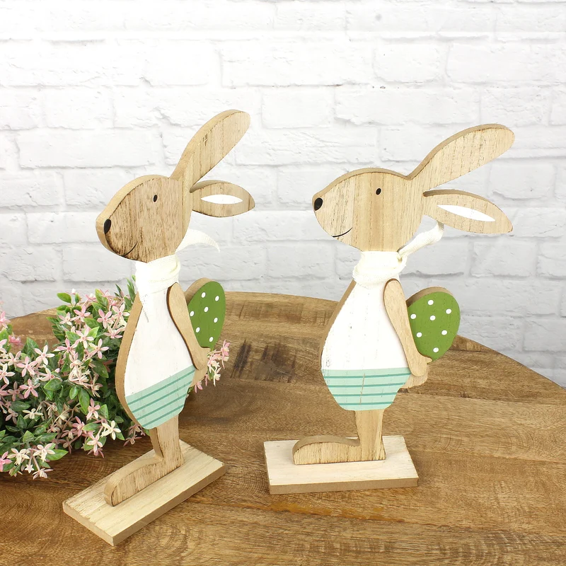 2er Set Osterhase stehend Holz