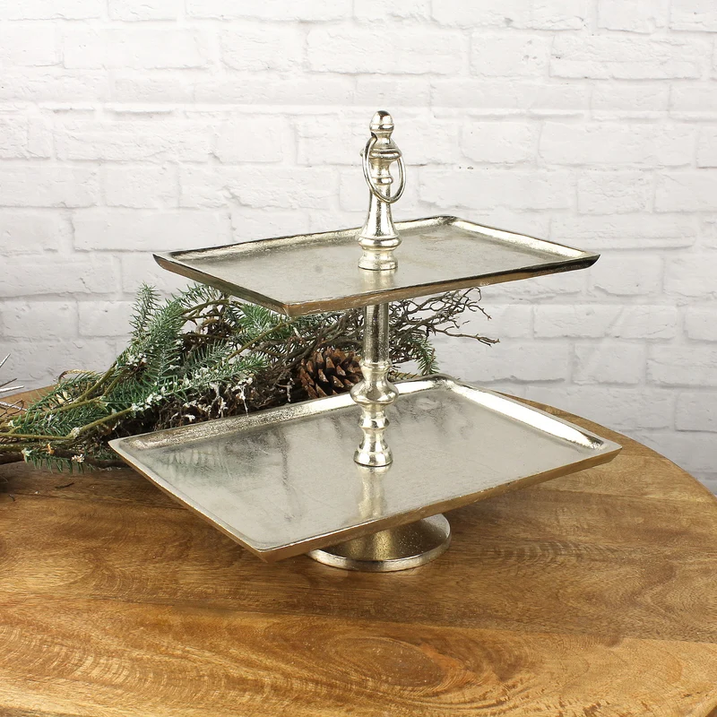 Etagere 2 stöckig Altsilber