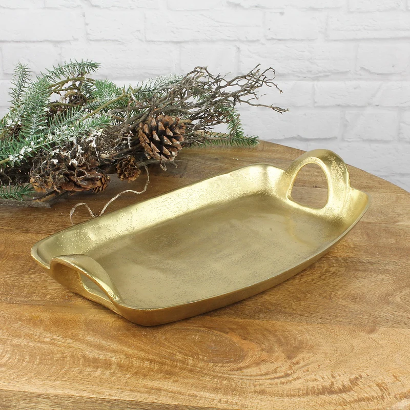 Tablett mit Henkel gold