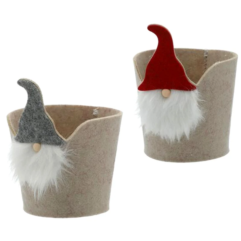 2er Set Geschenkkorb Weihnachten klein grau rot