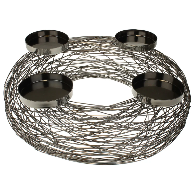 Adventskranz Metall 37 cm anthrazit grau