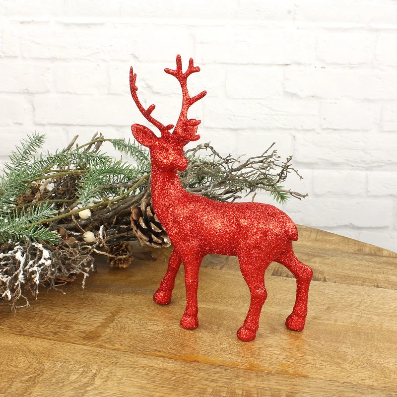 Deko Hirsch rot glitzer