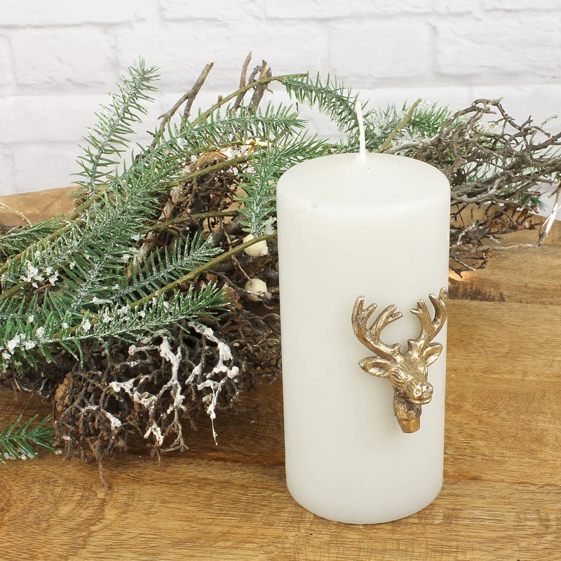 4er Set Kerzenstecker Hirschkopf gold antik