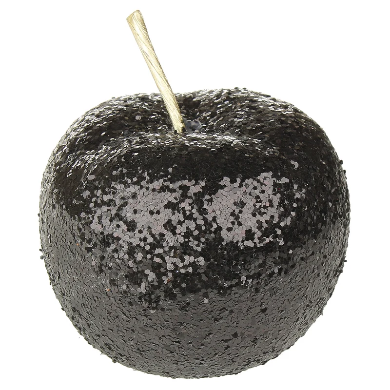 Deko Apfel Schwarz Glitzer