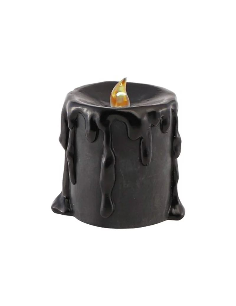 LED-Kerze Schwarz aus Resina 9,5 x 9 x 10 cm Halloween Dekoartikel