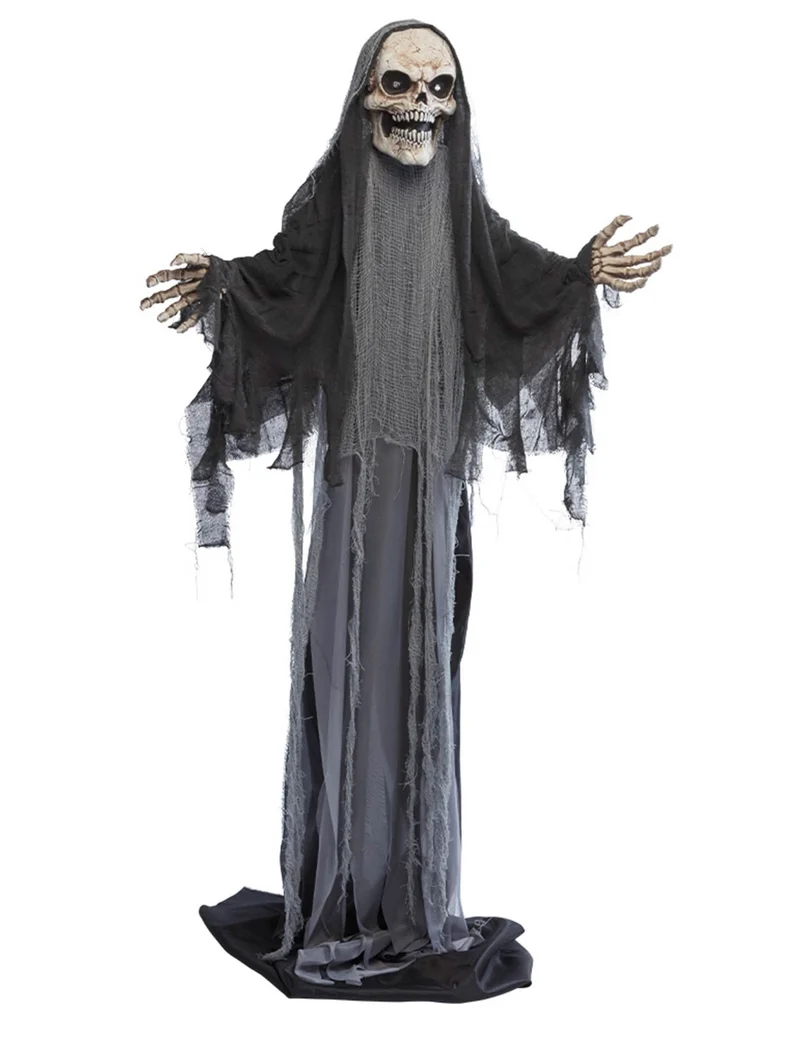Halloween Dekofigur Sensenmann animiert & ausziehbar 180 - 215 cm
