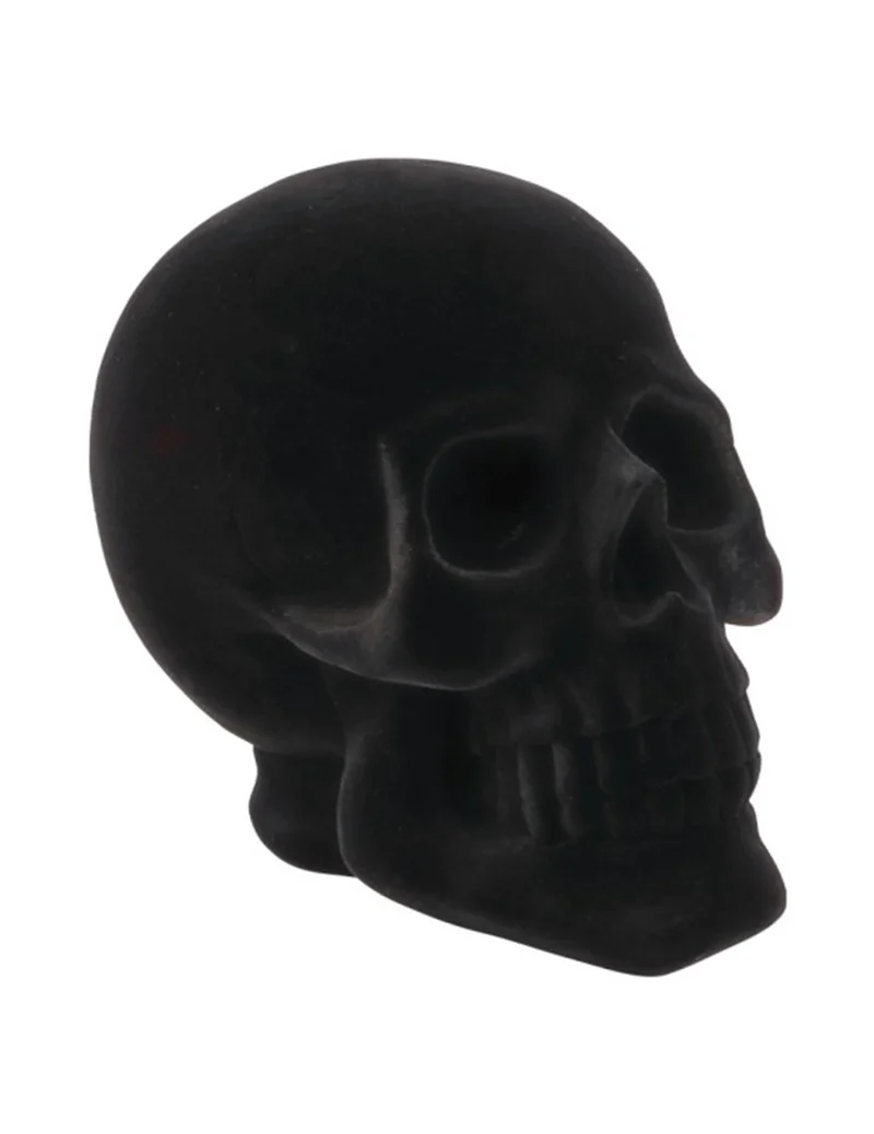 GroÃŸer DekoschÃ¤del in Schwarz Samt-Optik aus Harz 13 x 19 x 16,5 cm