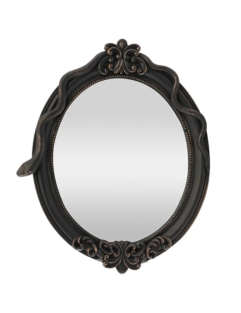Halloween Spiegel Oval mit Schlange Schwarz 30x3x37 cm