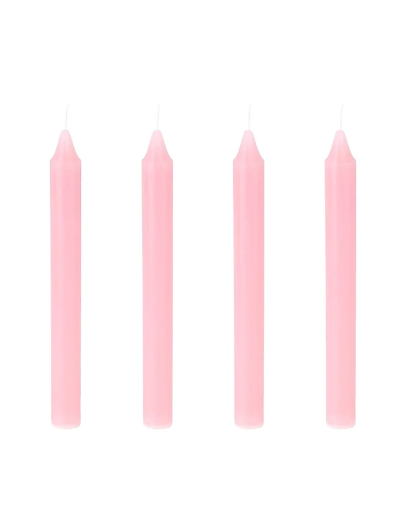 Set mit 4 rosa Kerzen lang 20 cm