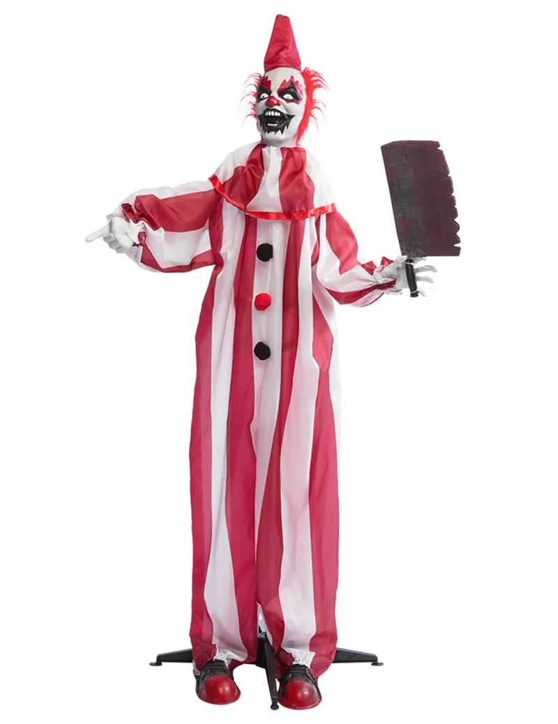Bewegliche Clown-Figur animiert Halloween-Deko 170 cm