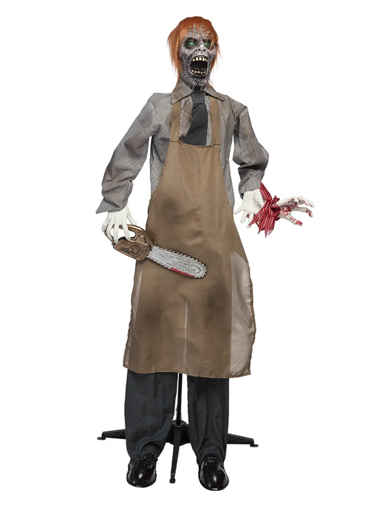 Halloween Dekofigur animiert Kettensägen-Killer 165 cm