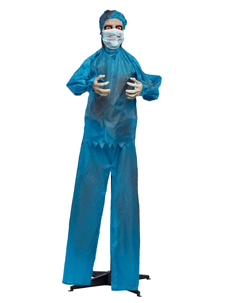 Große animierte Halloween-Figur Irrer Mediziner 170 cm