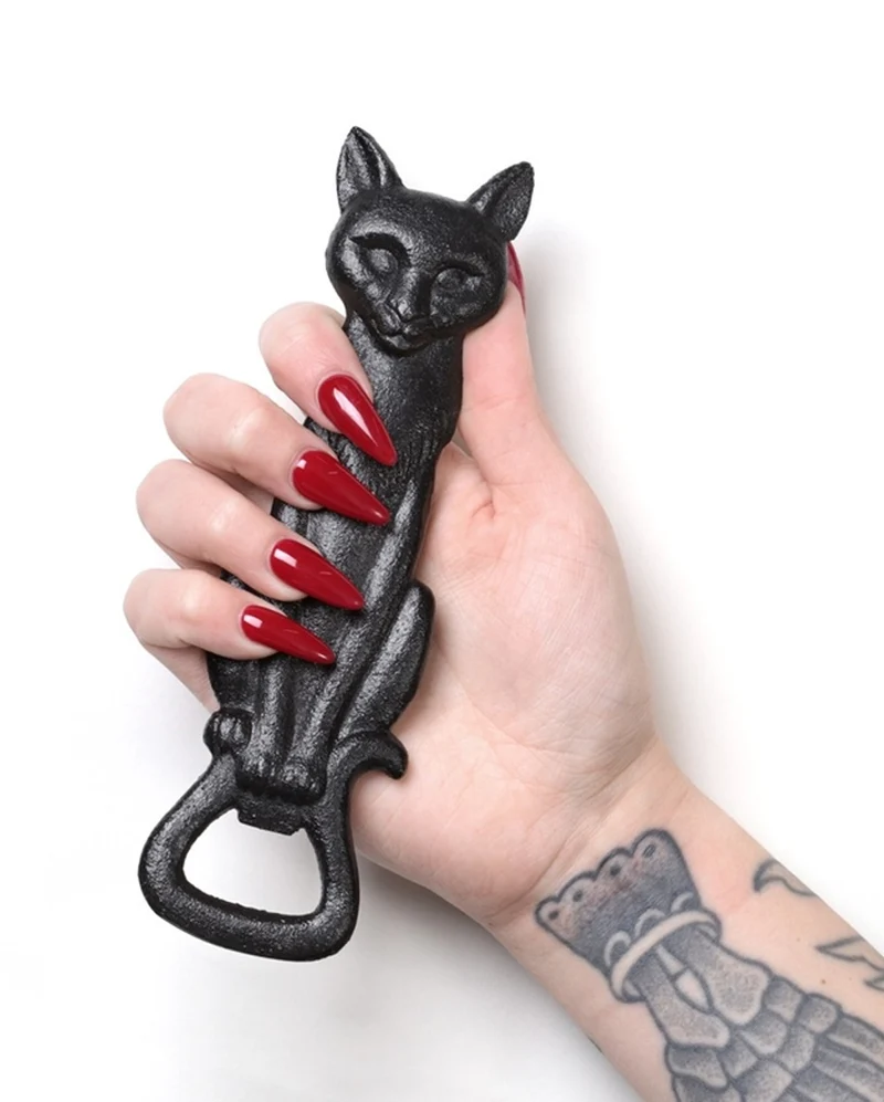 Schwarze Katze Flaschenöffner