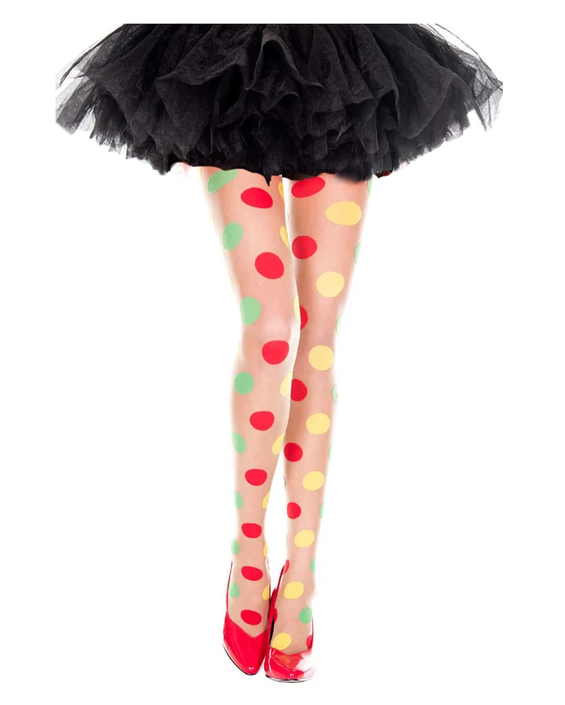 Farbenfrohe Strumpfhose mit Polka-Dots