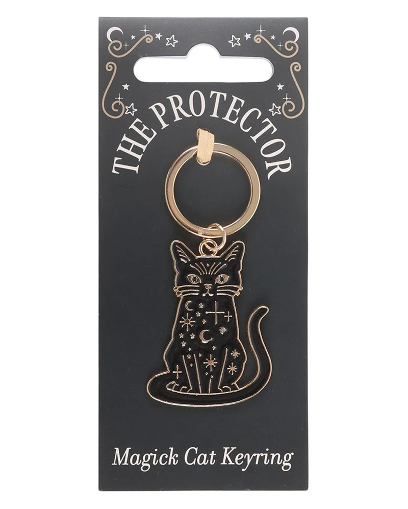 Schwarze Gothic Katze Schlüsselanhänger