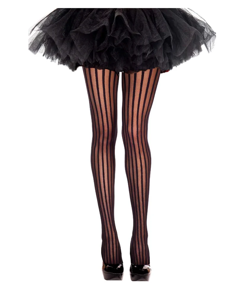 Schwarze Nadelstreifen Nylonstrumpfhose