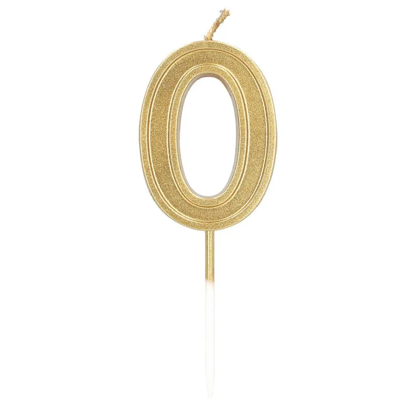 Kerze „Elegant ‚0‘“ in Gold auf Stecker (3 x 4,2 x 0,7 cm)