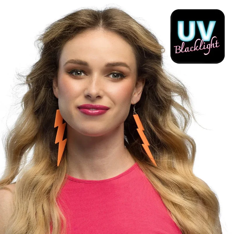 Ein Paar Ohrringe „Flash“ in Neonorange (UV)