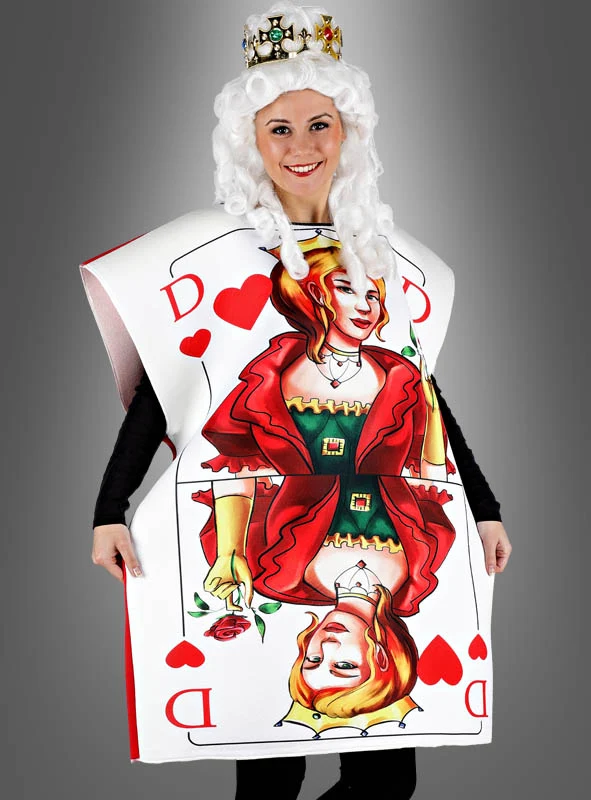 Spielkartenkostüm Herzdame mit Krone