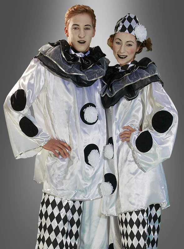 Pierrot Karneval Kostüm schwarz weiß