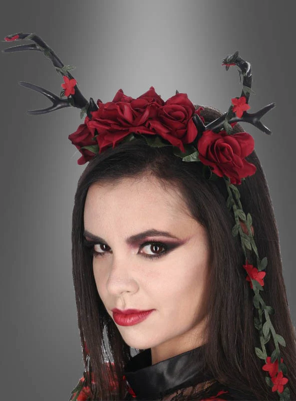 Deluxe Geweih Haarschmuck mit Rosen