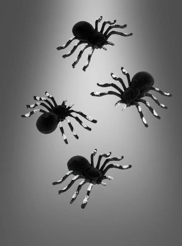 4 x Spinnen schwarz-silber 10x7,5cm