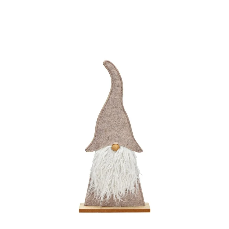 Weihnachtswichtel auf Holzsockel 46 cm beige