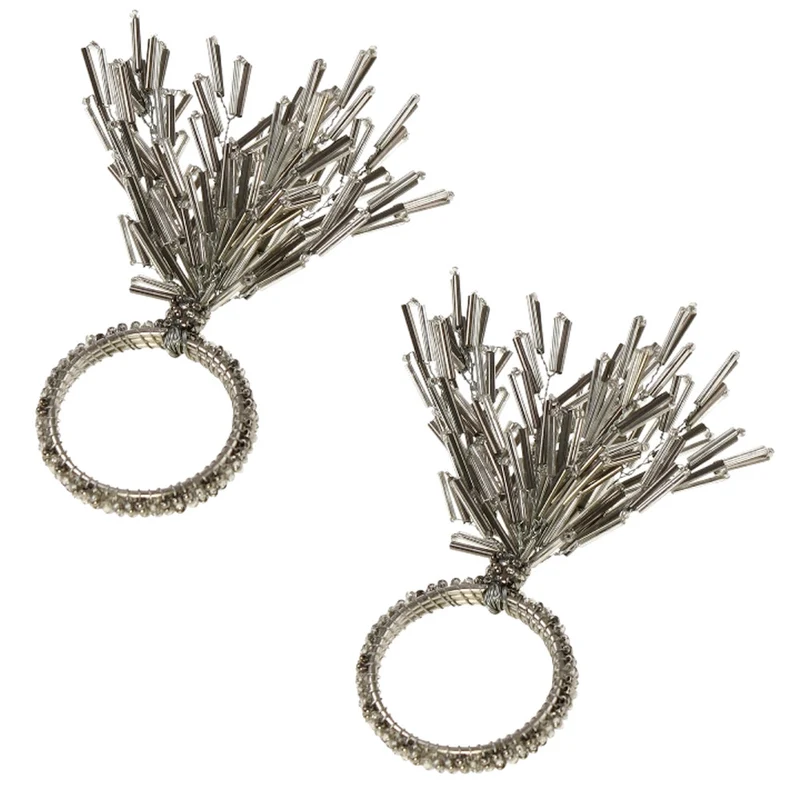 Serviettenring "Geäst" 2-Set, perlenbesetzt, silber