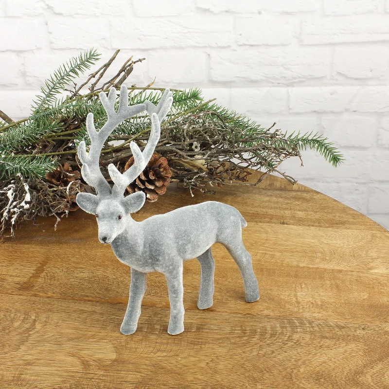 Hirsch grau beflockt