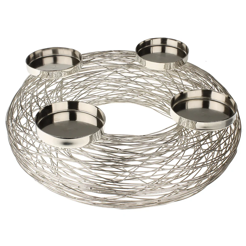 Adventskranz Metall 37 cm Silber