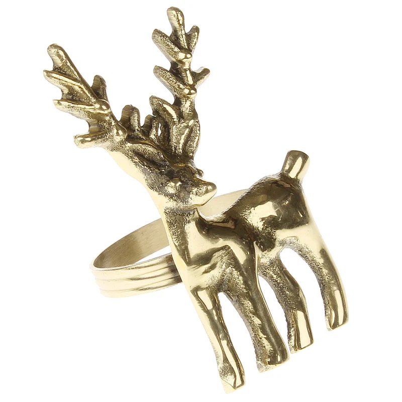 6er Set Serviettenring Hirsch Gold