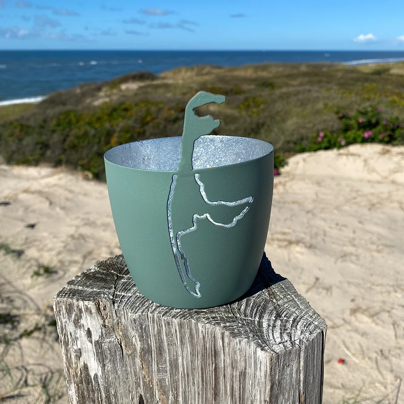Windlicht im exklusiven Sylt Design Insel Grün Mittel