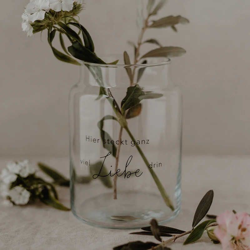 Eulenschnitt Vase aus Glas Liebe Groß
