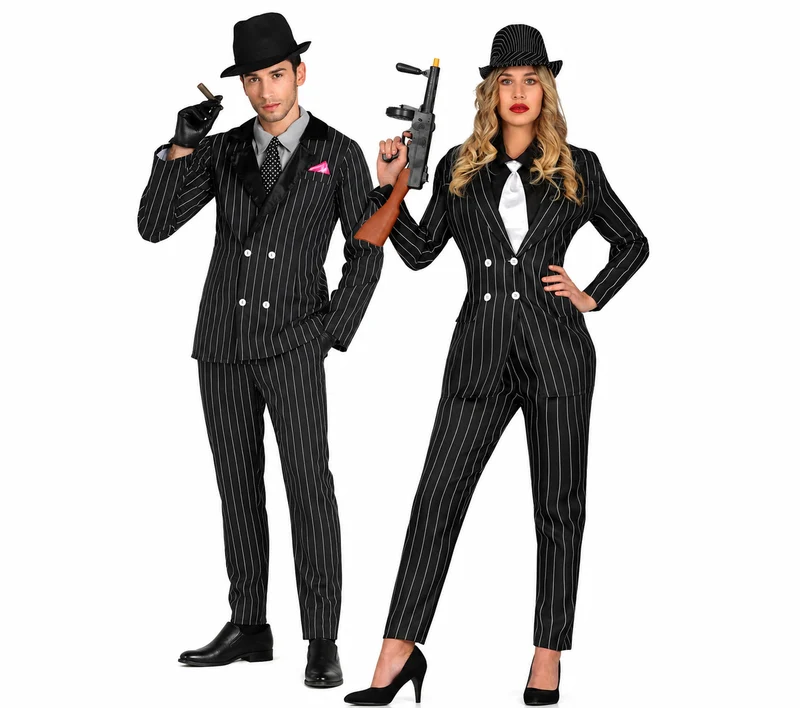 Gangster Duo Kostuum Set – Dames & Heren | Maffia Koppel Kostuums Jaren 20