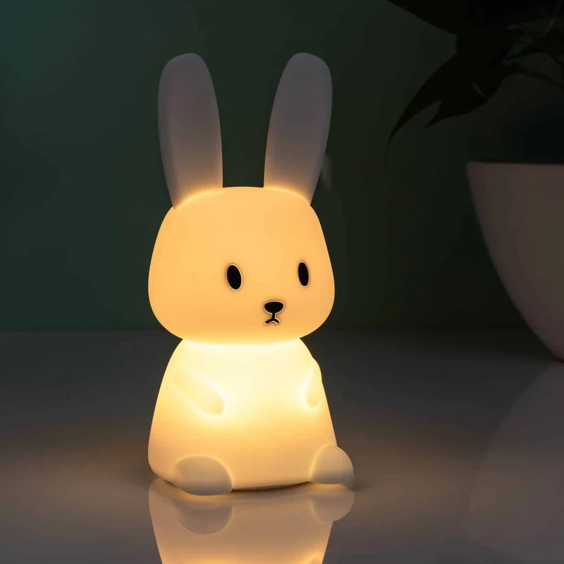 Konijn Nachtlampje – Zacht Kinderlampje met Kleuren & Tikbediening