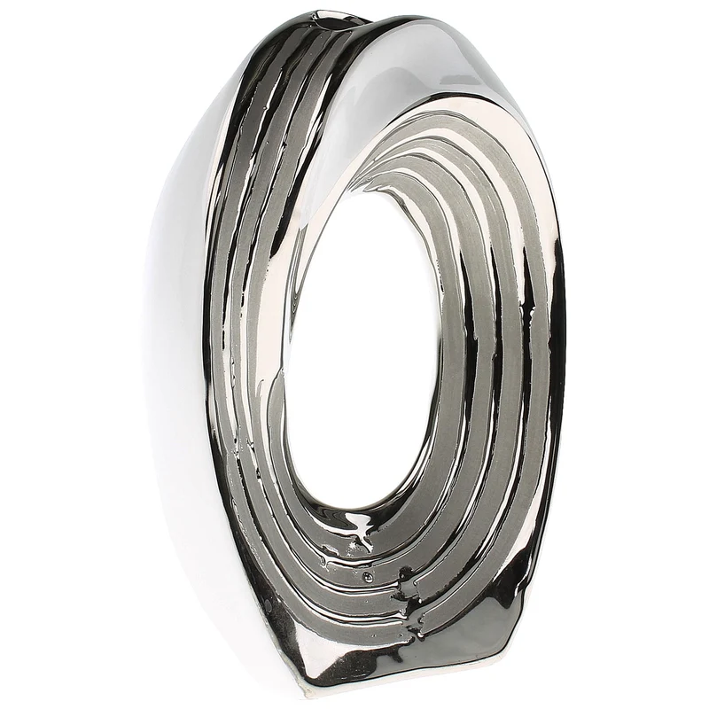 Vase Weiß Silber oval
