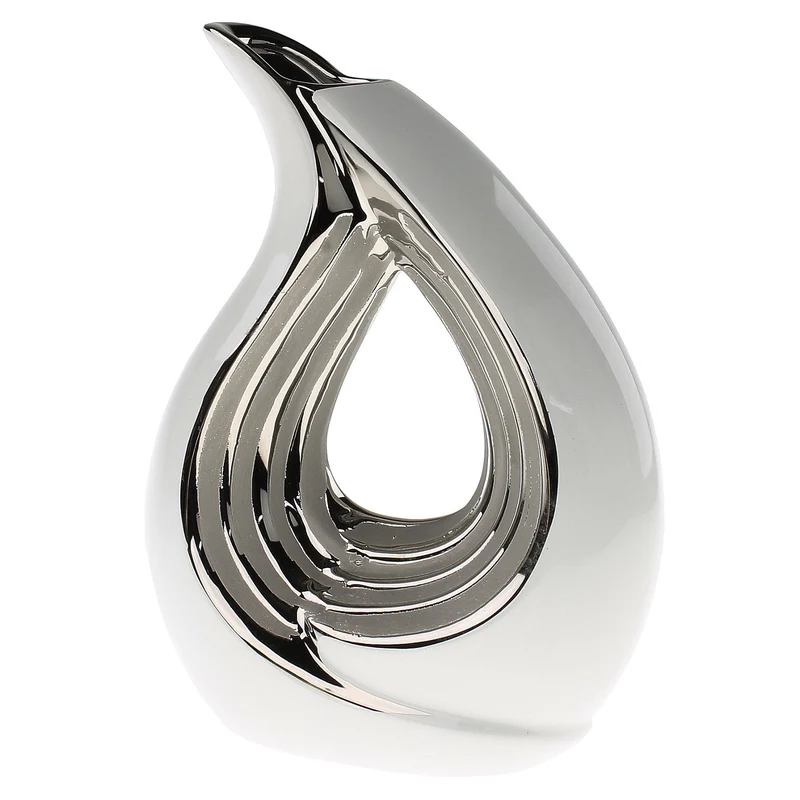 Vase Weiß Silber Tropfenförmig