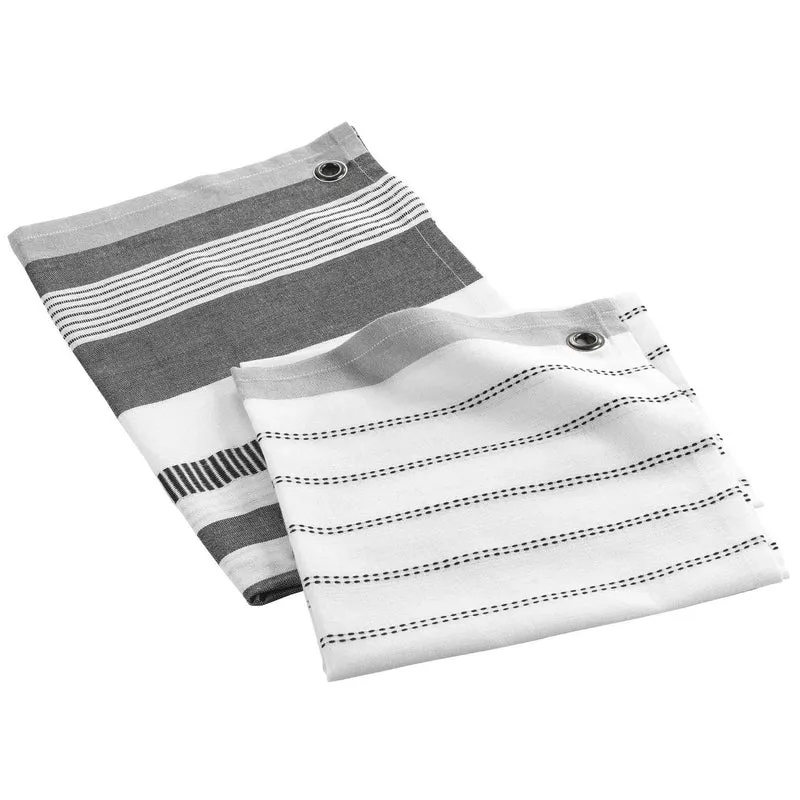 Küchenhandtuch & Geschirrtuch , 2-Set, Grau/Weiß gestreift