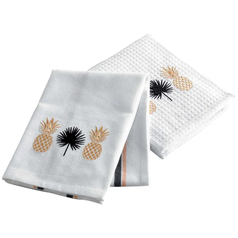 Küchentücher, 2-Set, Weiß Ananas