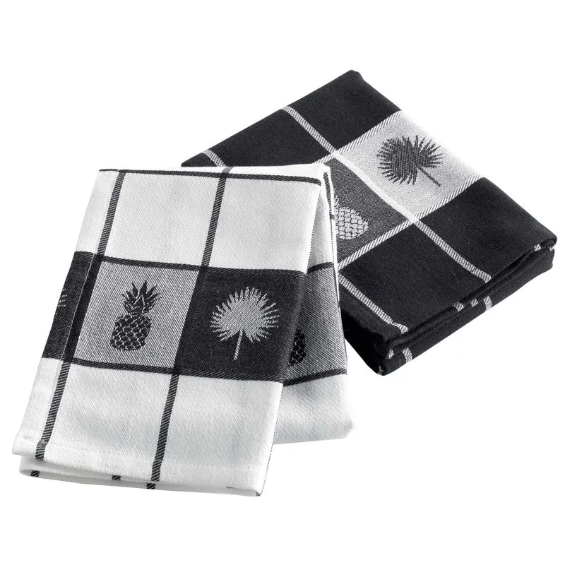 Küchentücher, 2-Set, Schwarz/Weiß