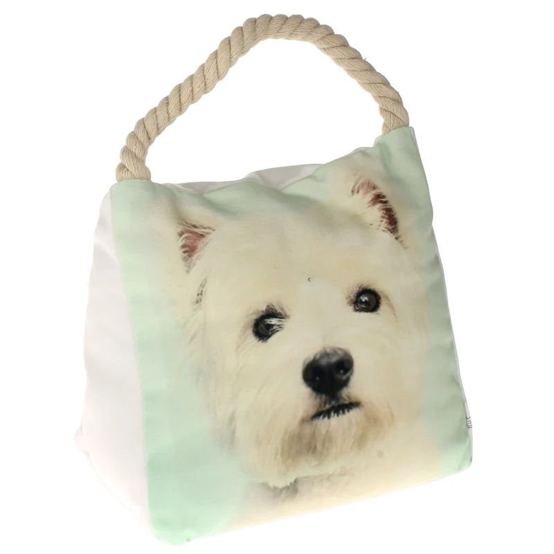Türstopper Hund Westie, cremeweiss/mintgrün