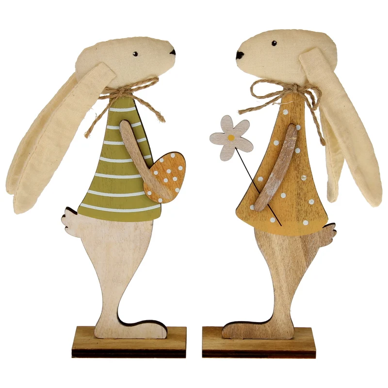 2er Set Hase aus Holz mit Hängeohren